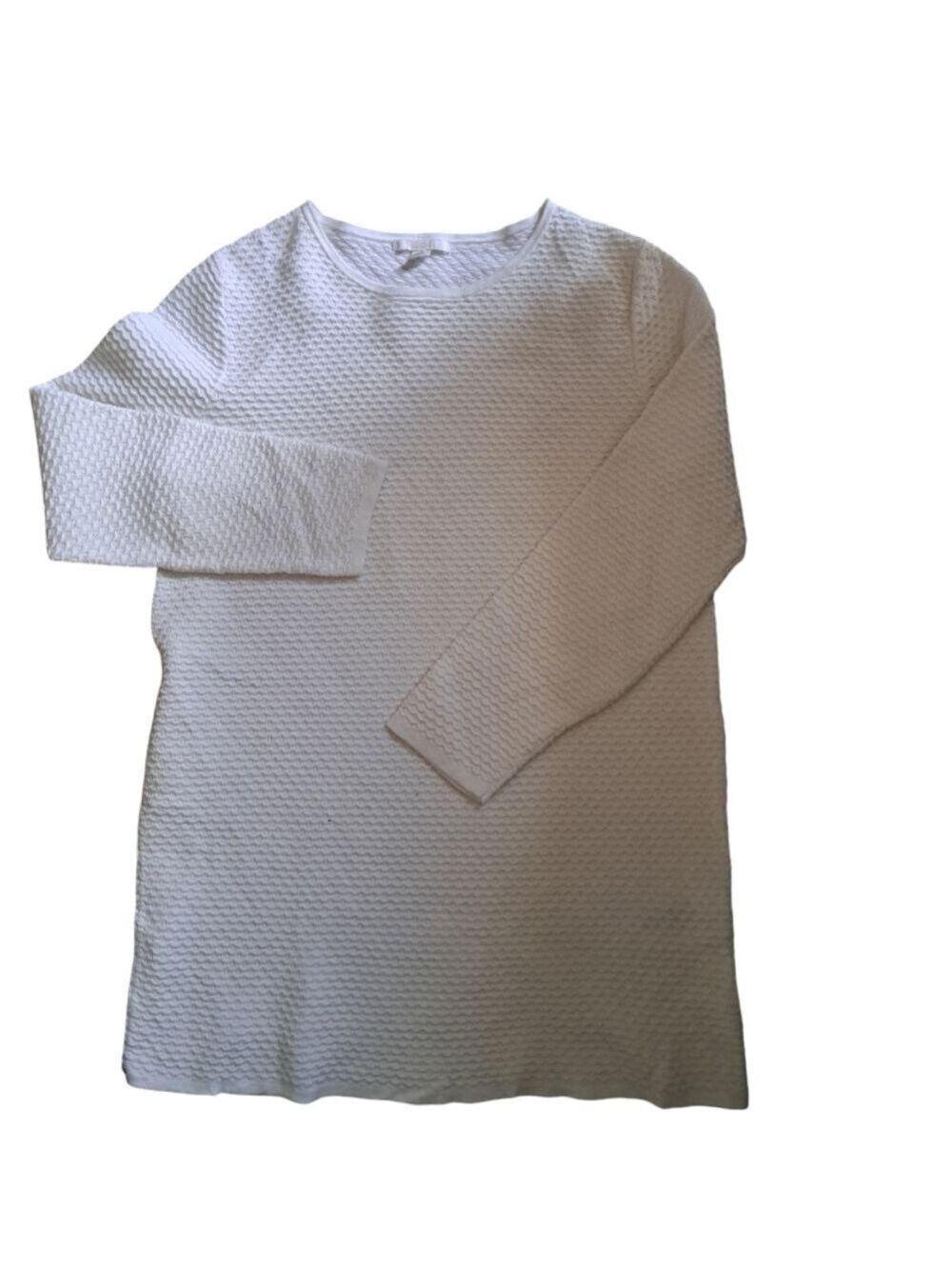 COS Long Sleeve Textured Waffle Popcorn Stitch Sweater cotton white coastal SM